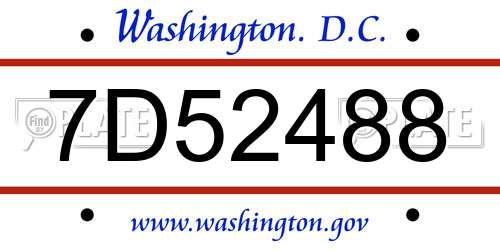 7D52488 District Of Columbia License Plate
