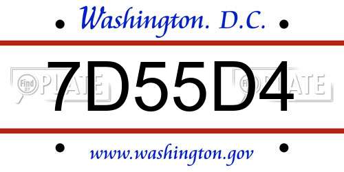7D55D4 District Of Columbia License Plate