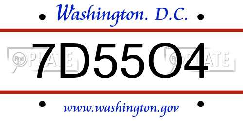 7D55O4 District Of Columbia License Plate