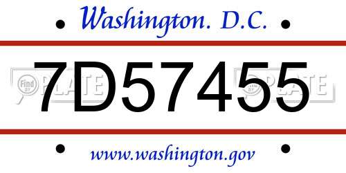 7D57455 District Of Columbia License Plate
