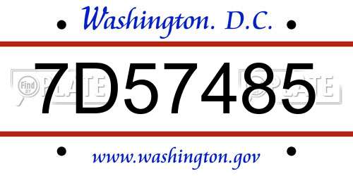 7D57485 District Of Columbia License Plate