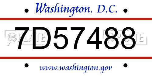 7D57488 District Of Columbia License Plate