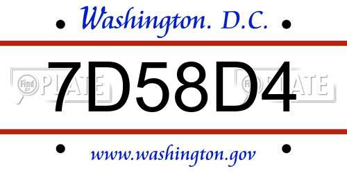 7D58D4 District Of Columbia License Plate
