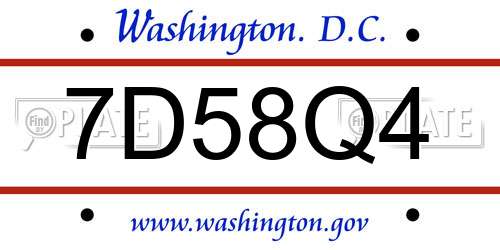 7D58Q4 District Of Columbia License Plate
