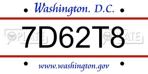 7D62T8 District Of Columbia License Plate