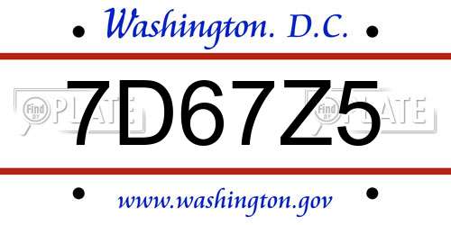 7D67Z5 District Of Columbia License Plate