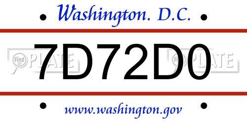 7D72D0 District Of Columbia License Plate