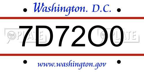 7D72O0 District Of Columbia License Plate