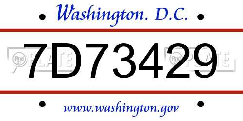7D73429 District Of Columbia License Plate