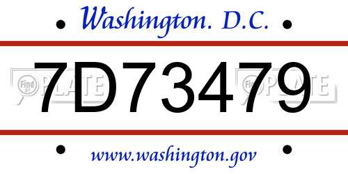 7D73479 District Of Columbia License Plate