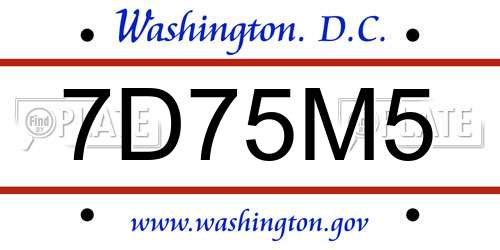 7D75M5 District Of Columbia License Plate