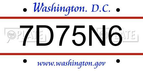 7D75N6 District Of Columbia License Plate