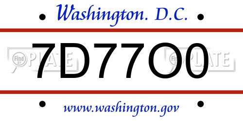 7D77O0 District Of Columbia License Plate