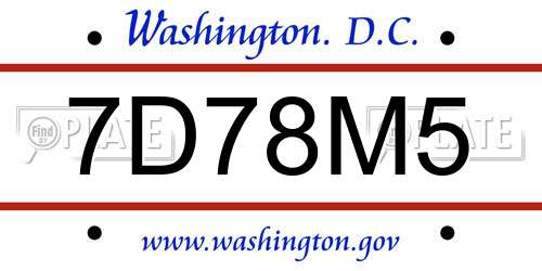 7D78M5 District Of Columbia License Plate