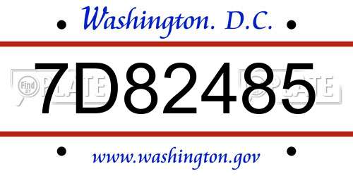 7D82485 District Of Columbia License Plate