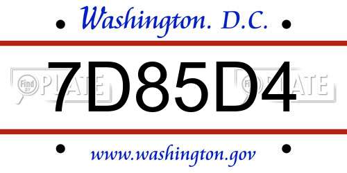 7D85D4 District Of Columbia License Plate