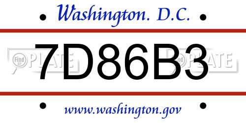 7D86B3 District Of Columbia License Plate
