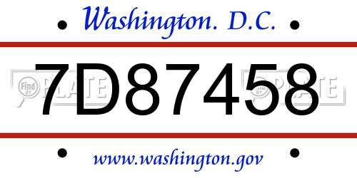 7D87458 District Of Columbia License Plate