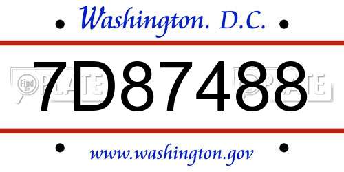 7D87488 District Of Columbia License Plate