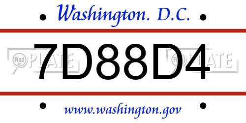 7D88D4 District Of Columbia License Plate