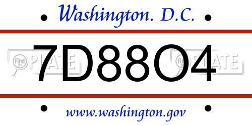 7D88O4 District Of Columbia License Plate
