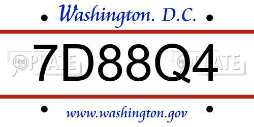 7D88Q4 District Of Columbia License Plate