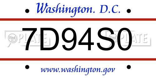 7D94S0 District Of Columbia License Plate