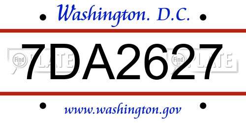 7DA2627 District Of Columbia License Plate