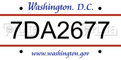 7DA2677 District Of Columbia License Plate
