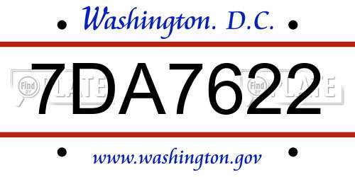 7DA7622 District Of Columbia License Plate