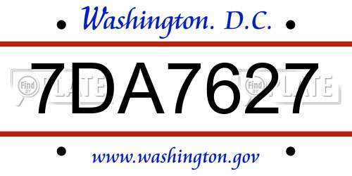 7DA7627 District Of Columbia License Plate