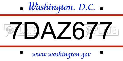7DAZ677 District Of Columbia License Plate