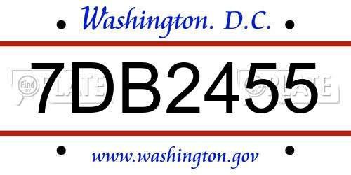 7DB2455 District Of Columbia License Plate
