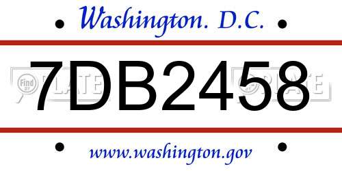7DB2458 District Of Columbia License Plate