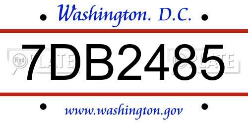 7DB2485 District Of Columbia License Plate