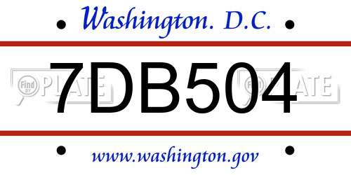 7DB504 District Of Columbia License Plate