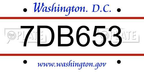 7DB653 District Of Columbia License Plate
