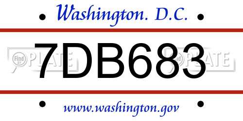 7DB683 District Of Columbia License Plate