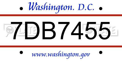 7DB7455 District Of Columbia License Plate