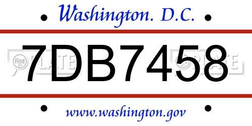 7DB7458 District Of Columbia License Plate