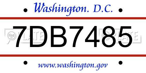 7DB7485 District Of Columbia License Plate