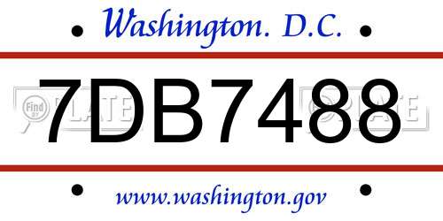 7DB7488 District Of Columbia License Plate