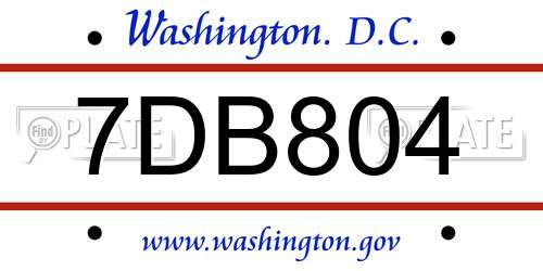 7DB804 District Of Columbia License Plate