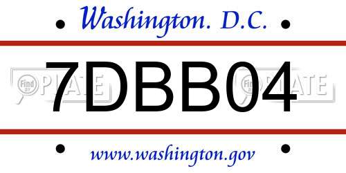 7DBB04 District Of Columbia License Plate