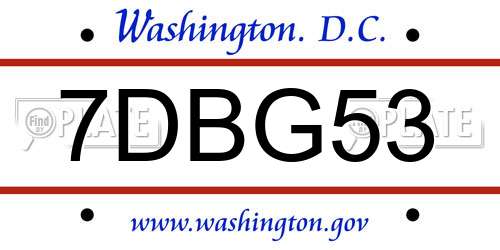 7DBG53 District Of Columbia License Plate