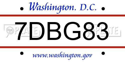 7DBG83 District Of Columbia License Plate