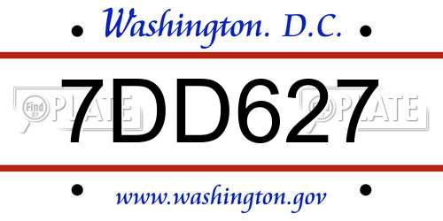 7DD627 District Of Columbia License Plate