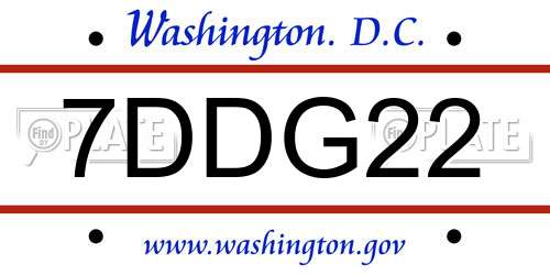 7DDG22 District Of Columbia License Plate