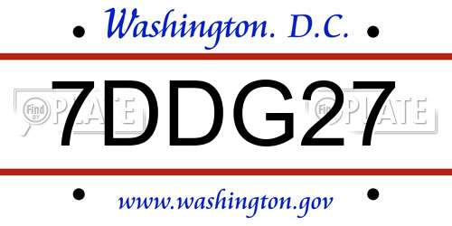 7DDG27 District Of Columbia License Plate