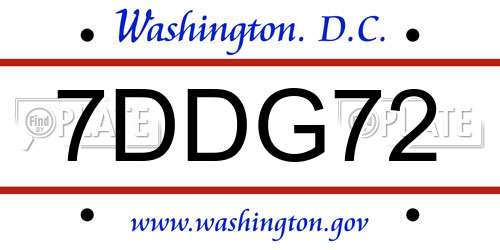 7DDG72 District Of Columbia License Plate